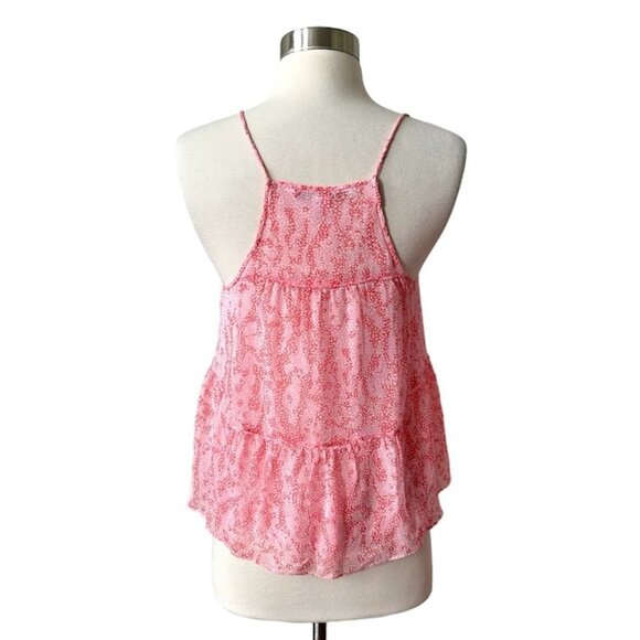 Diane Von Furstenberg Baylee Smocked Floral Silk Tank Sarasa Coral - Picture 3 of 12